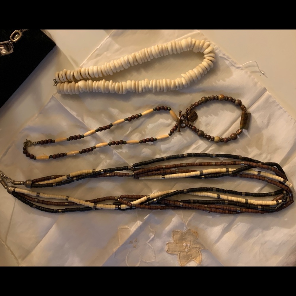 3 cute beige and brown necklaces